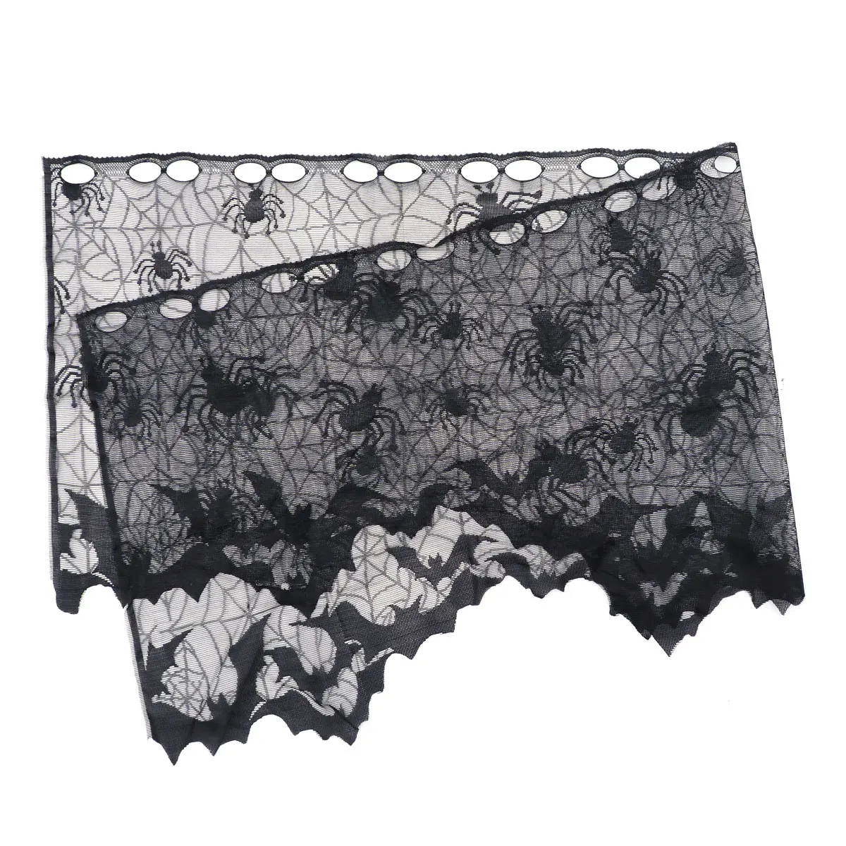 Halloween Decoration Lace Spider Web Skull Tablecloth Black Fireplace Mantel Scarf Event Party Supplies