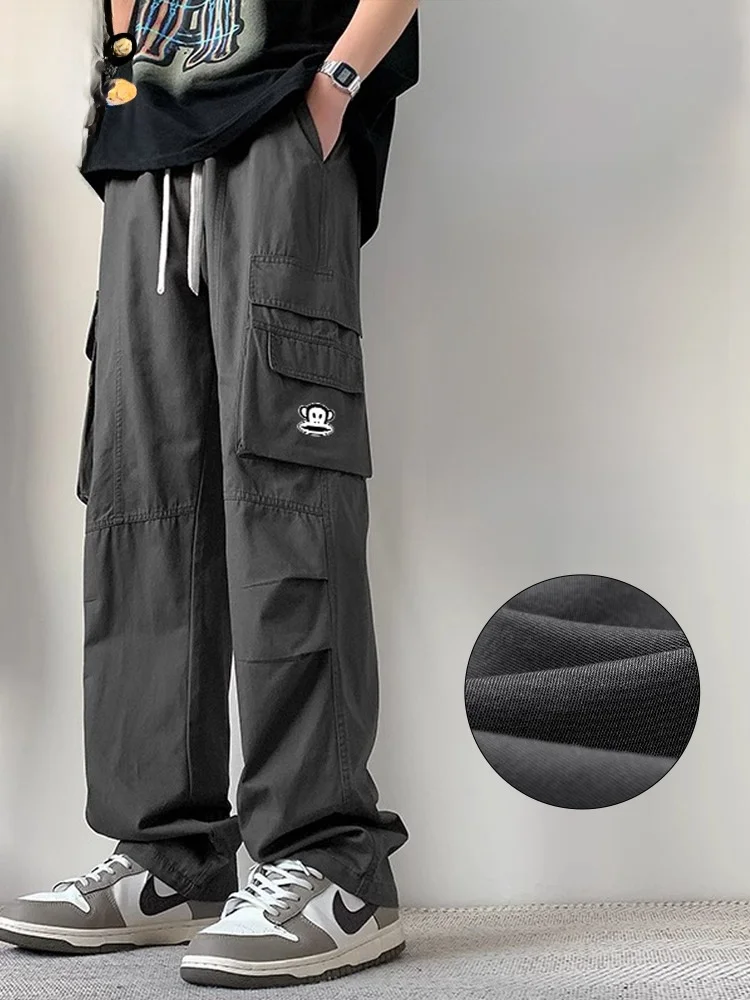 

PaulFrank American Sle Cotton Work Pants Men's Loose Straight Leg Casual Trousers Summer Faion Urban Leisure Clothing