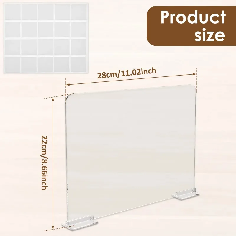 6/8Pcs Self-Adhesive Acrylic Shelf Dividers, Transparent Closet Bookcase Baffle, Wardrobe Handbag Storage Separator Organizer