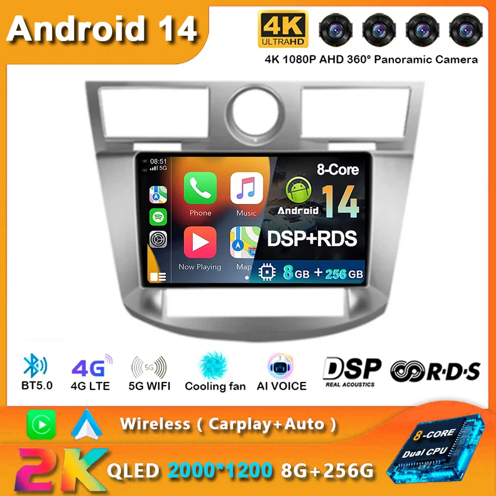 

Android 14 8GB+256G For Chrysler Sebring 3 JS 2006-2010 Car Radio Multimedia Video Player Navigation GPS BT WIFI DVD