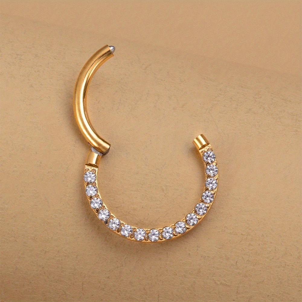1/10 Stück F136 Titan 16G/18G CZ Großhandel Seitenstecker Halbkreis Kubikzirkonia 6/8/10/12mm Hoops Nasen-Clicker Conch Piercing – Detail 8