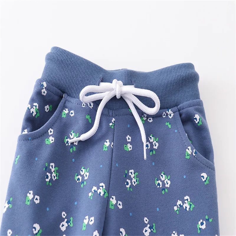 Jumping Meters 2-7T Full Length Boys Girls Sweatpants Floral Drawstring Toddler Kids Trousers  Pants Baby Autumn Spring Pant