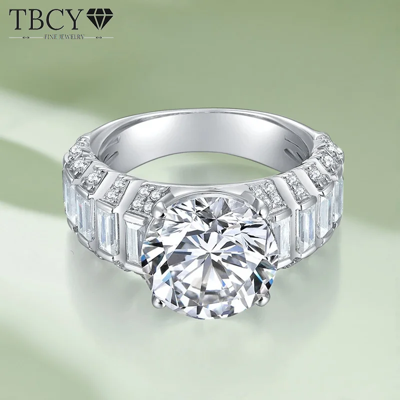 TBCYD 6.85CT D Color Full Moissanite Rings For Women S925 Silver Diamond Luxury Sparkling Engagement Wedding Bands Fine Jewelry