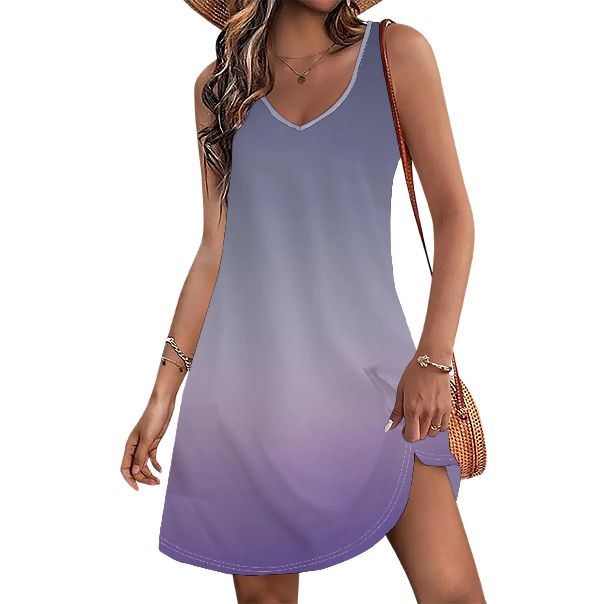 Sundresses for Women 2025 Summer Casual V Neck Sleeveless Sun Dresses Boho Tank Dress Beach Dresses with Pockets