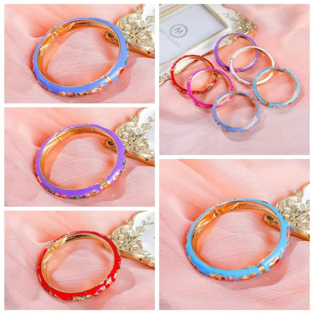 Bracciale cloisonné cinese smaltato Bracciale doppio braccialetto Bracciale a mano Bracciale fiore in filigrana di peonia tradizionale cinese