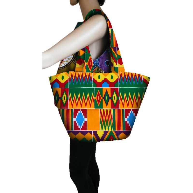 2023 High Quality Real WAX Fabric For Sewing African Women\'s Fashion Wax Printing Handbag Joker Full Lining Vintage African Bags