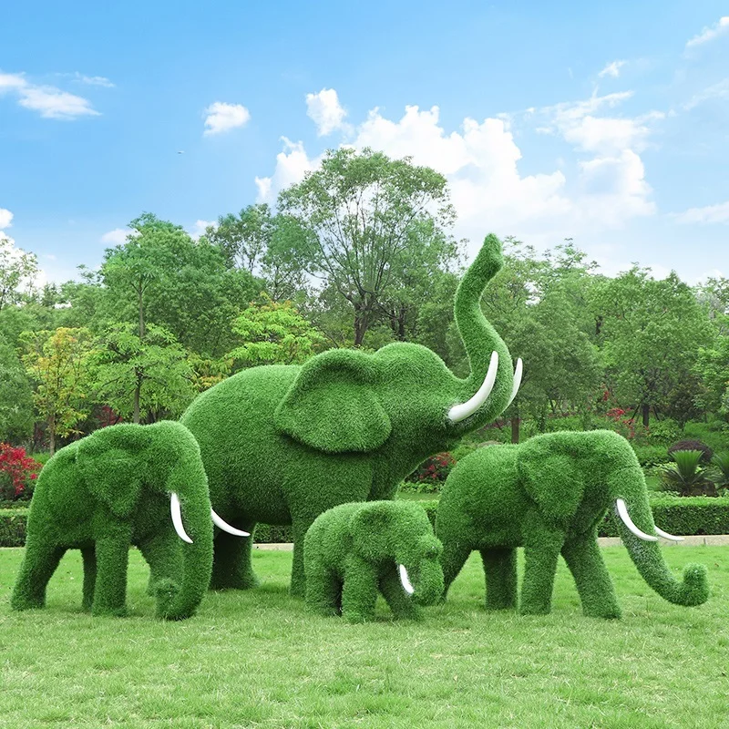 Outdoor Green Snail Ornaments Garden Landscape Green Turf Simulation Animal Sculpture Lawn Park Elephant Decoration