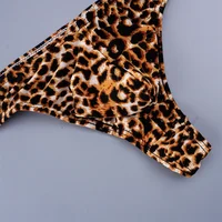 Fashionable Mens Leopard Printed Bulge Thong Pouch Underwear Male Plus Size M-3XL T-back Sexy Low Waist Comfortable Panties 5