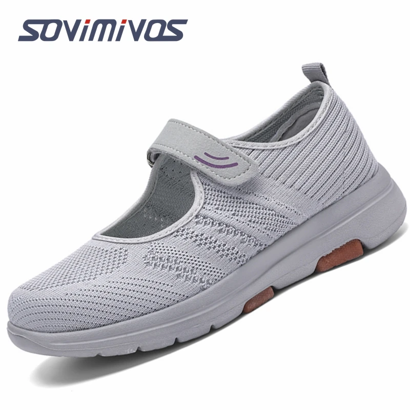 Women's Breathable Walking Shoes Ladies Fashion Mary Jane Sneakers Adjustable Working Nurse Shoes Lightweight Flats Roll