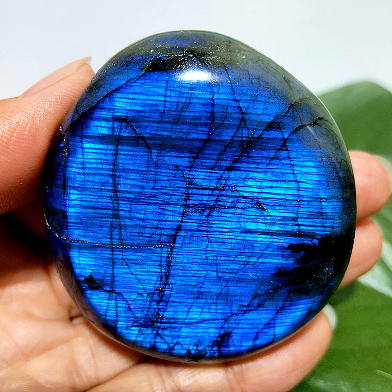 Natural Stones Blue Yellow Labradorit Palm Stone Spiritual Meditation Healing Yoga Exercise Feng Shui Crystal Room Ornaments