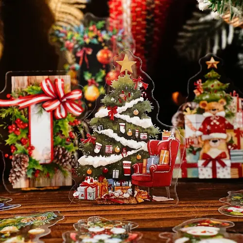 15 unids/lote Kawaii pegatinas de papelería Navidad sorpresa noche DIY artesanía álbum de recortes diario basura pegatinas de planificador feliz