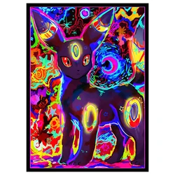 Pokemon Cards Protector Sleeves, Cartão de Negociação do Jogo de Tabuleiro, Eevee, Anime Holográfico, Ajuste Perfeito, 66x91mm, 50Pcs