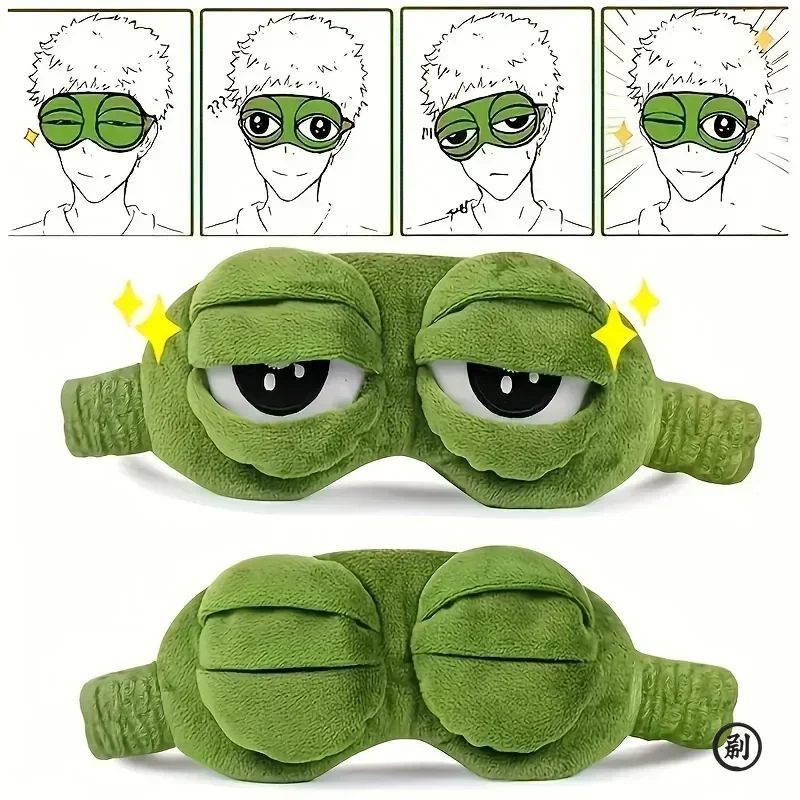 3D Sad Frog Sleep Mask, Soft Eye Shade Cover, Portable Travel Blindfold, Comfortable Light Blocking Eye Patch for Men and Women