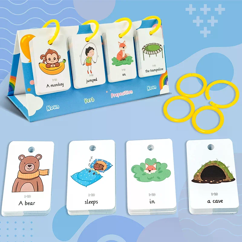 Ejercicios para hacer frases, tabla abatible, herramienta de aprendizaje educativo de frases, construcción de vocabulario, educación especial, terapia del habla