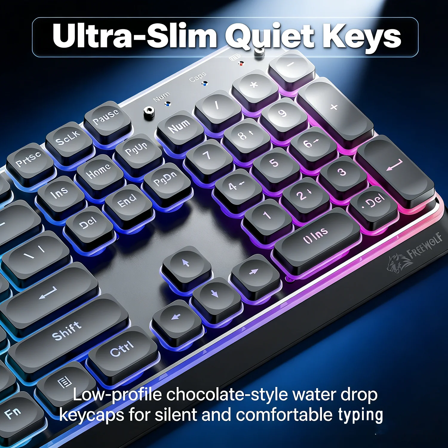 Freewolf M104 トリモード ワイヤレス キーボー - Home Office Uk Number のレビューと価格