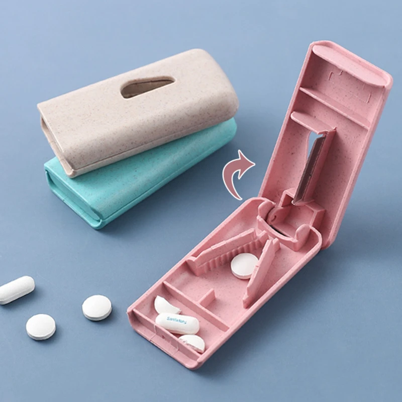 

1pc Mini Plastic Medicine Pill Holder Useful Portable Tablet Cutter Splitter Pill Case Storage Box Pill Tablet Cutter Divider