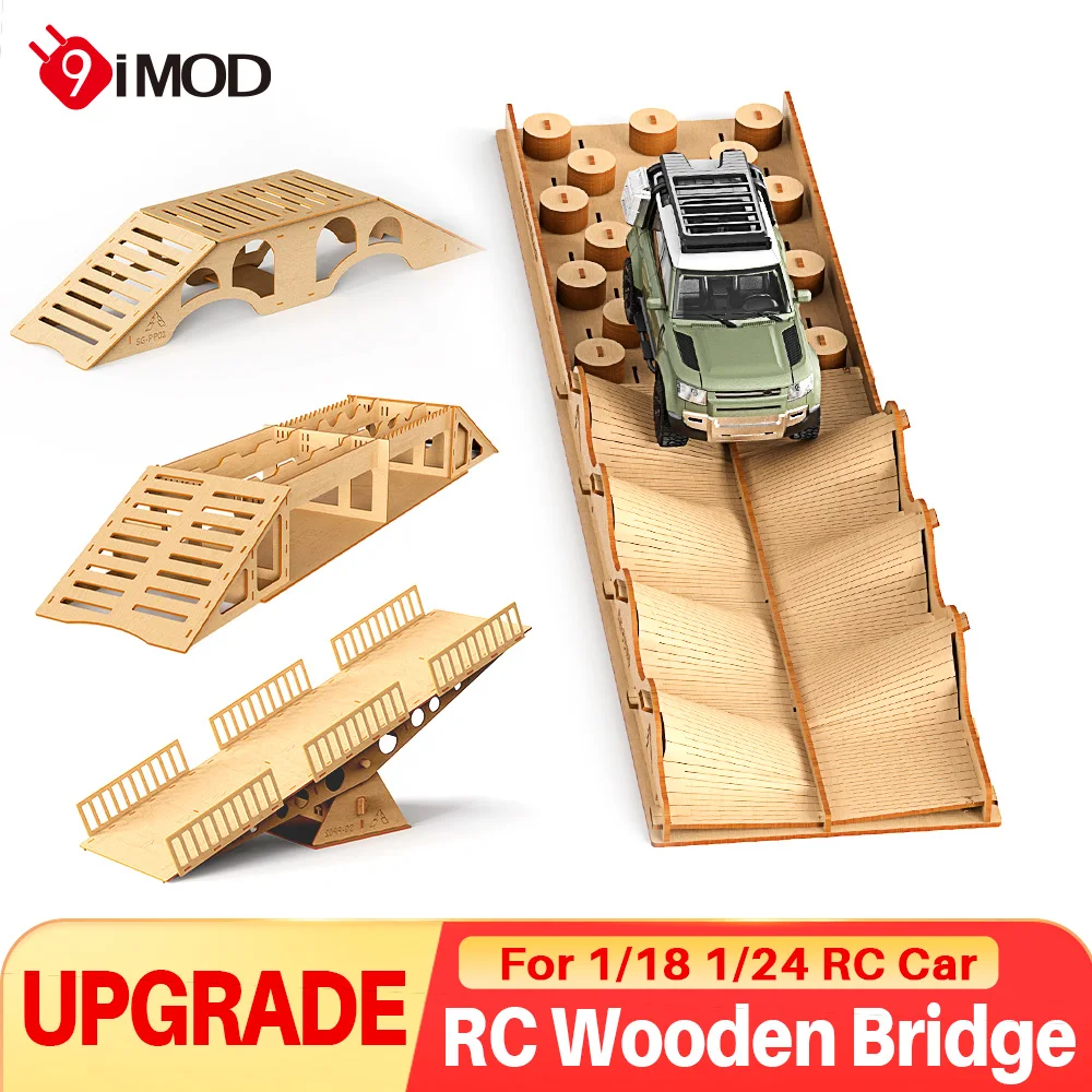 9IMOD RC Climbing Car Props Wooden Single-plank Bridge 3D Puzzle Wooden Bridge Seesaw  Wooden Pile Wave DIY For 1/18 1/24 RC Car