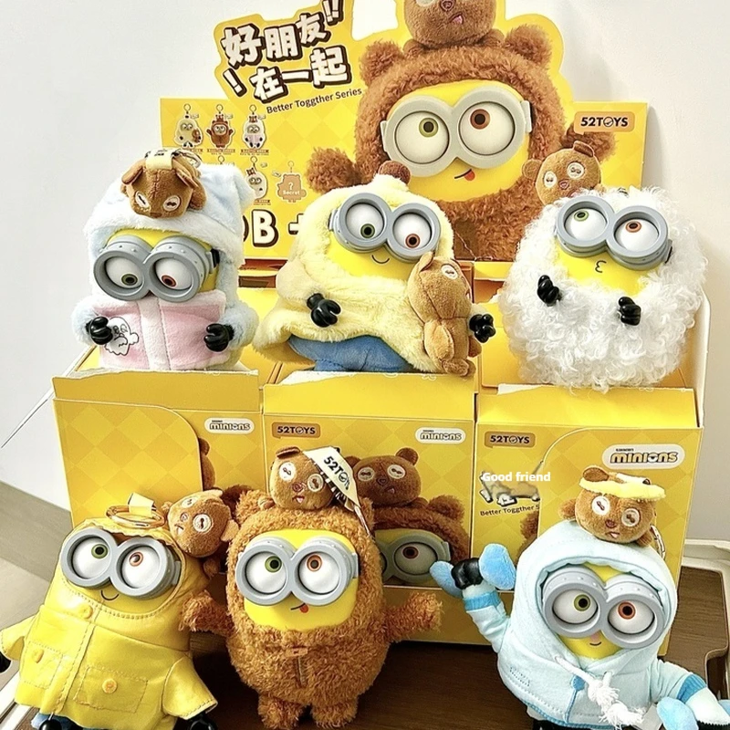 52toys Minions Bob&Tim Good Friend Universal Studios Blind Box Vinyl Plüschpuppenanhänger Weihnachtsgeschenk Trendiges Sammlerspielzeug