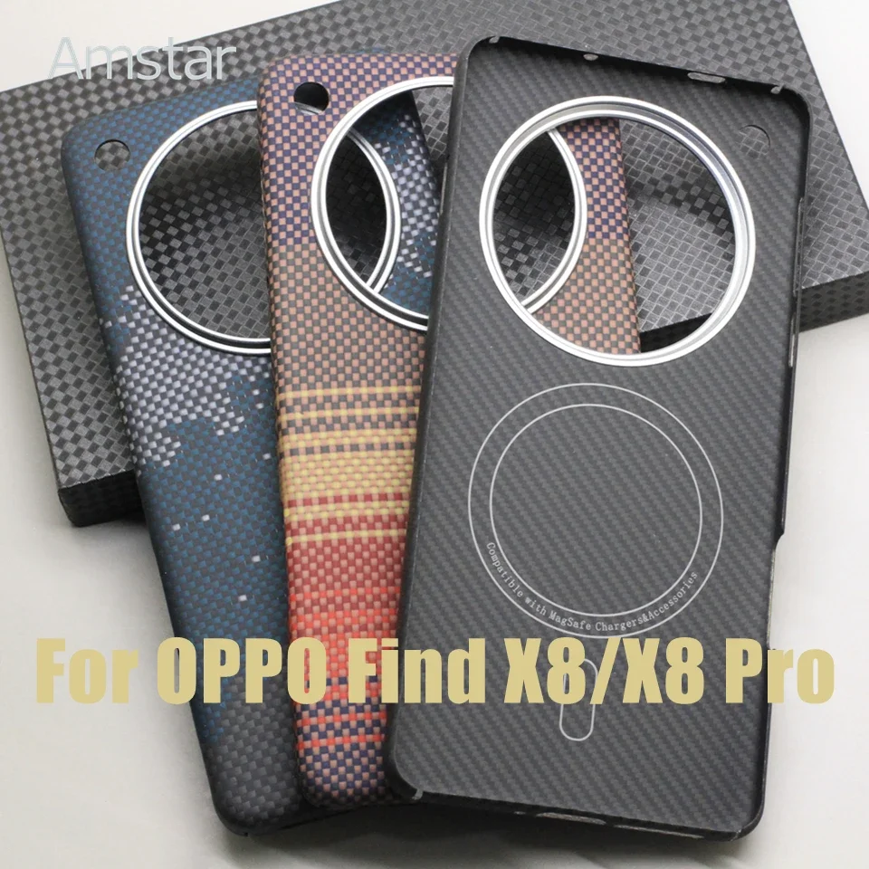 

Amstar Luxury Carbon Fiber Protective Case for OPPO Find X8 Pro / X8 Magsafe Cover 600D Ultra-thin Aramid Fiber Find X8 Pro Case