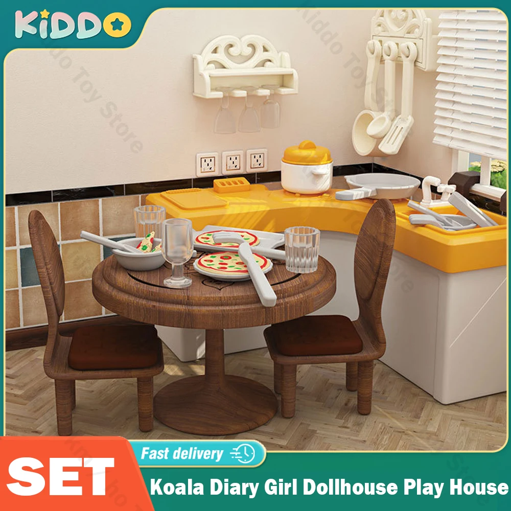 

Koala Diary Girl Dollhouse Play House Toy DIY Bedroom Dining Kitchen Bathroom Living Room Pretend Family Toys Girls Interaction