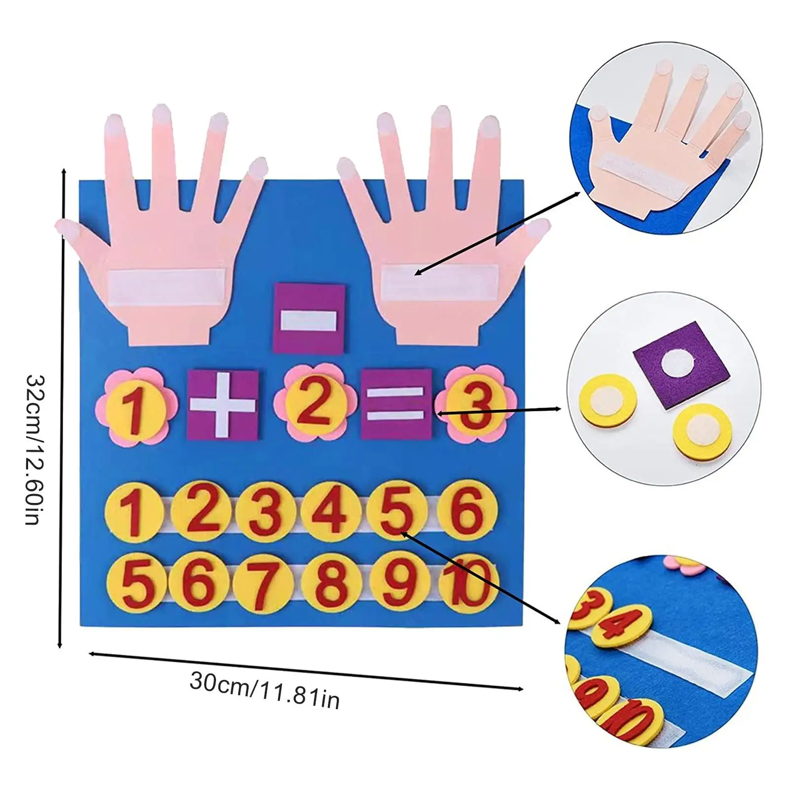 Kid Toys Felt Finger Numbers Math Toy Children Counting Early Learning For Toddlers Intelligence Develop 30x32CM