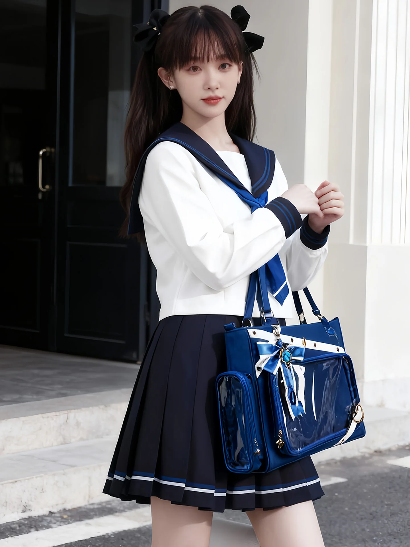 Japanese Two-dimensional Comic Show Star Chasing Lta Bag Shoulder Messenger Bags College Style Large-capacity Blue Bag Tote Bags