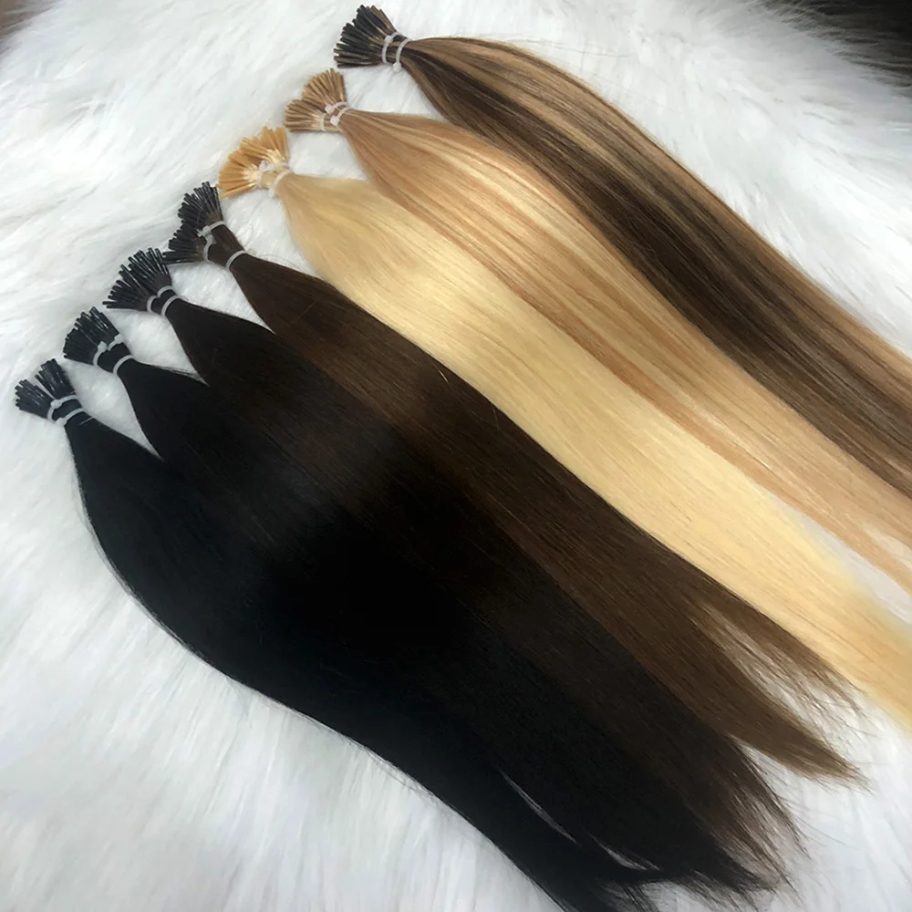 

50 шт., накладные человеческие волосы с кератиновым кончиком