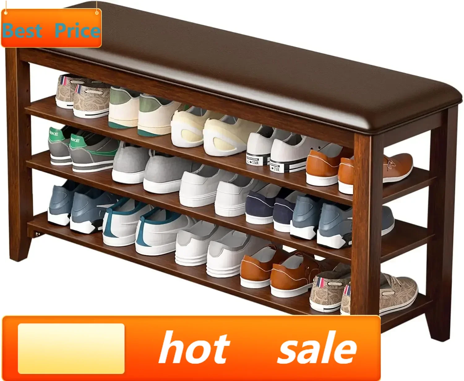 

Горячая распродажа! Эксклюзивное предложение: Скамья-обувница для прихожей с кожаной подушкой, органайзер для обуви, идеально подходит для прихожей.