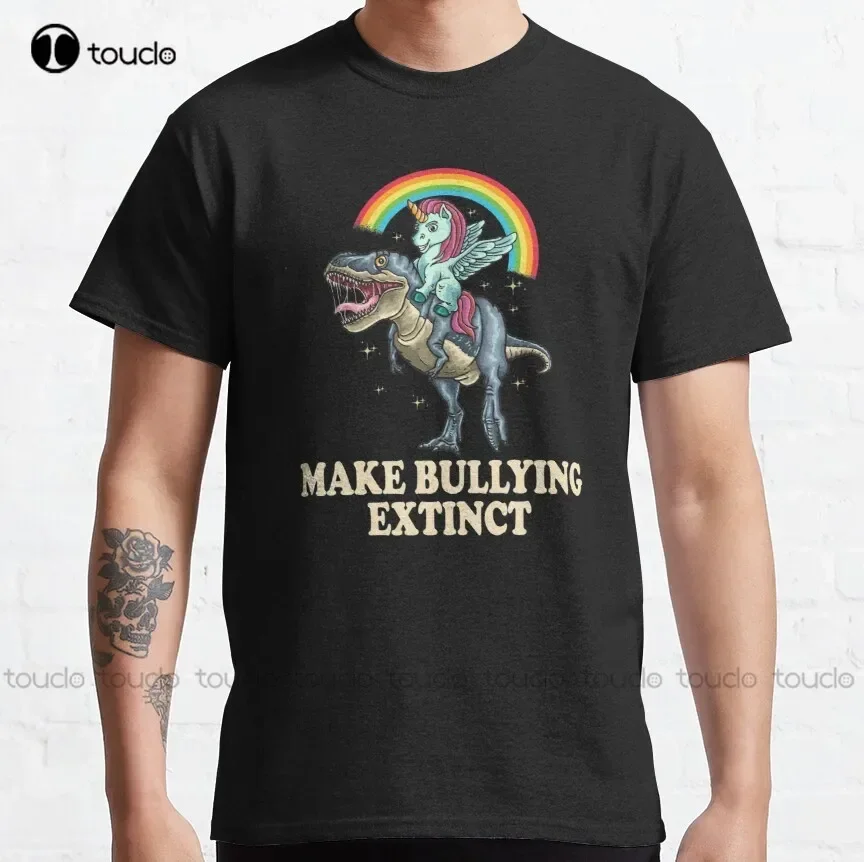 T-shirt classique « Make Bullying Extinct We Wear Orange For Unity Day Dinosaur » pour hommes, personnalisé, pour adultes, adolescents, unisexe, nouveau