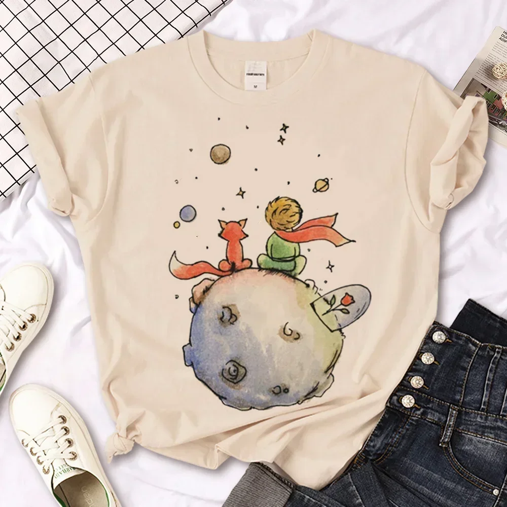 Camiseta con estampado del Principito para mujer, camisetas Harajuku para chica de los años 2000, camiseta con estampado kawaii para mujer, camiseta estampada de estilo urbano a la moda
