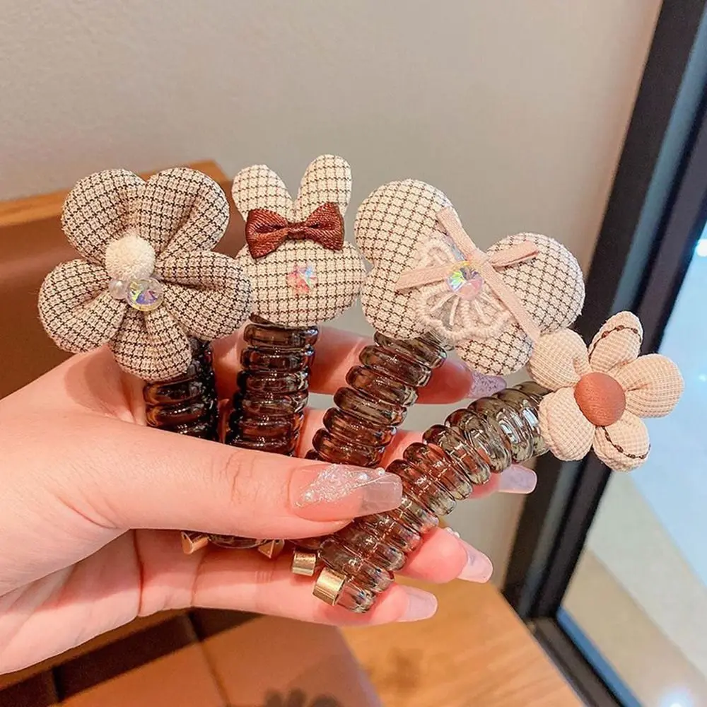 Bow Telephone Line Hair Ring Cute Flower Hair Rope Magic Hair Weaving Artifact Scrunchies Bowknot Daily