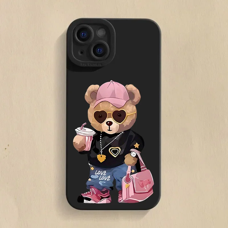 Cute Bear Soft Phone Case For Samsung Galaxy S25 S24 S23 S22 S21 Ultra Plus FE A16 A06 A26 A33 A56 A34 A54 A53 Silicone Cover - view 3