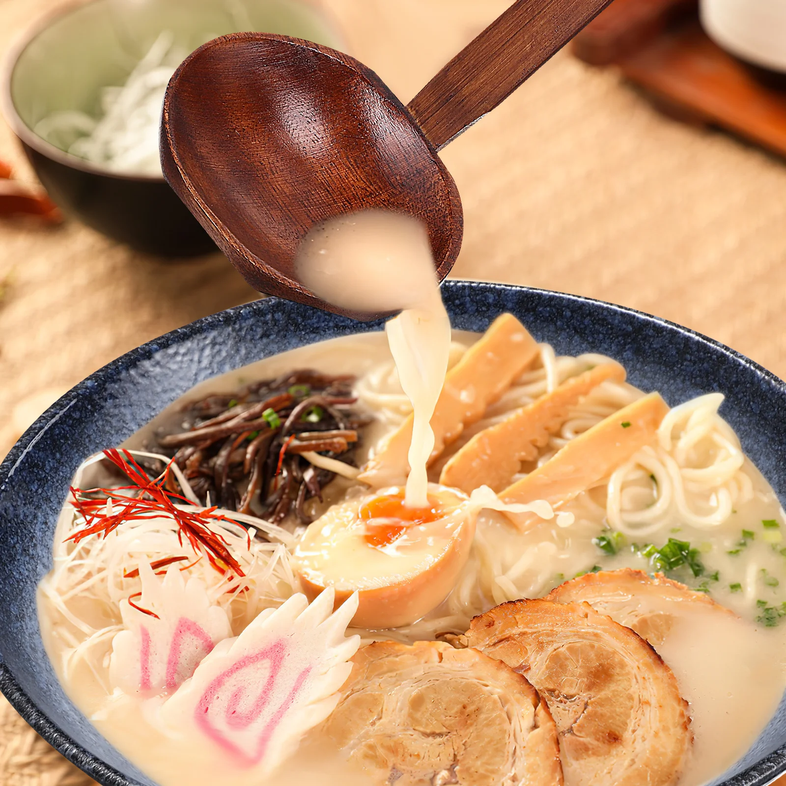 

Ramen Noodle Bowl Set Ceramic Japanese Style with Wooden Chopsticks Spoon Versatile Kitchen Dining Accessories