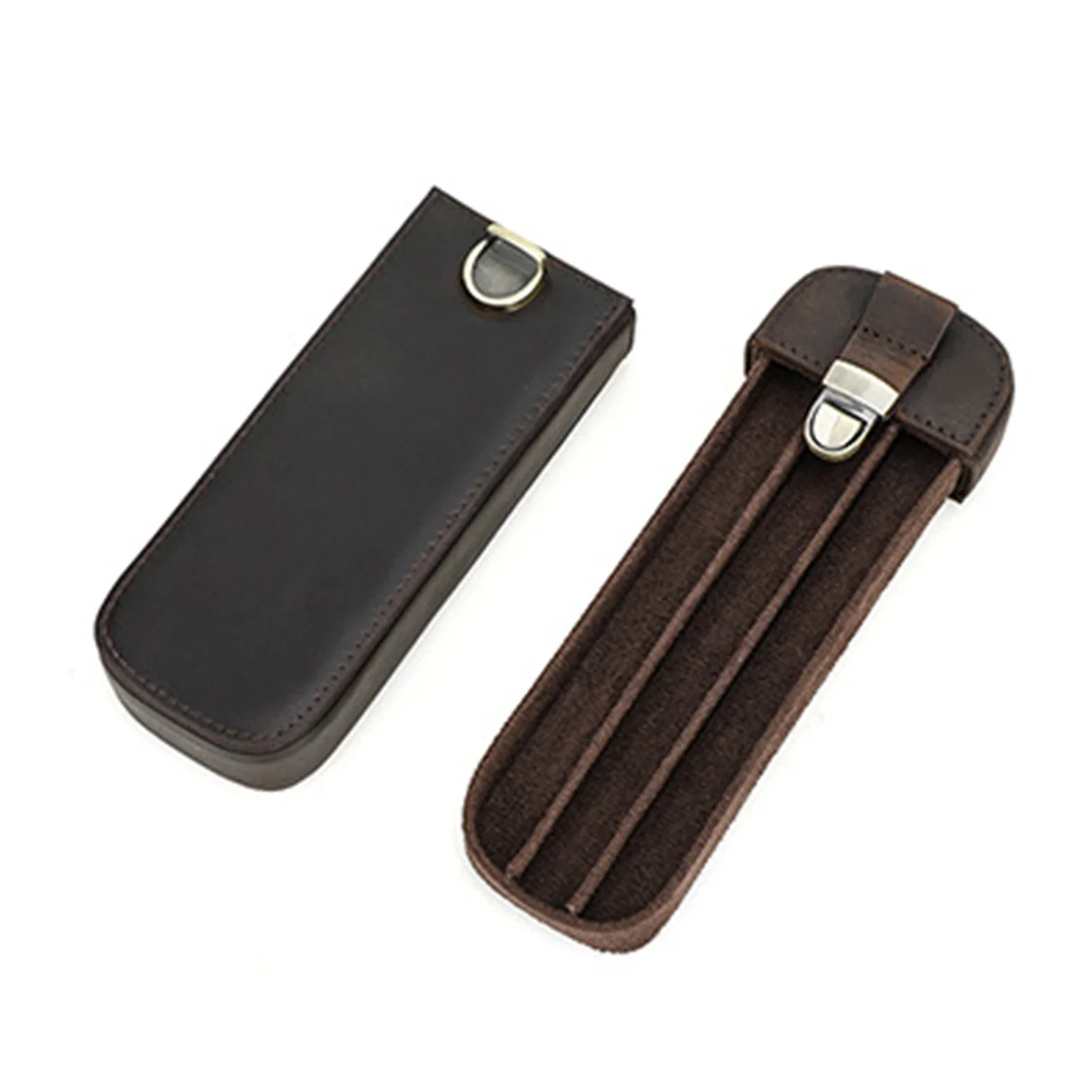 

Genuine Leather fountain pens Case 3 Slots Portable Pencil Box for pen collection pens Holder With Remove Pen Tray stationery