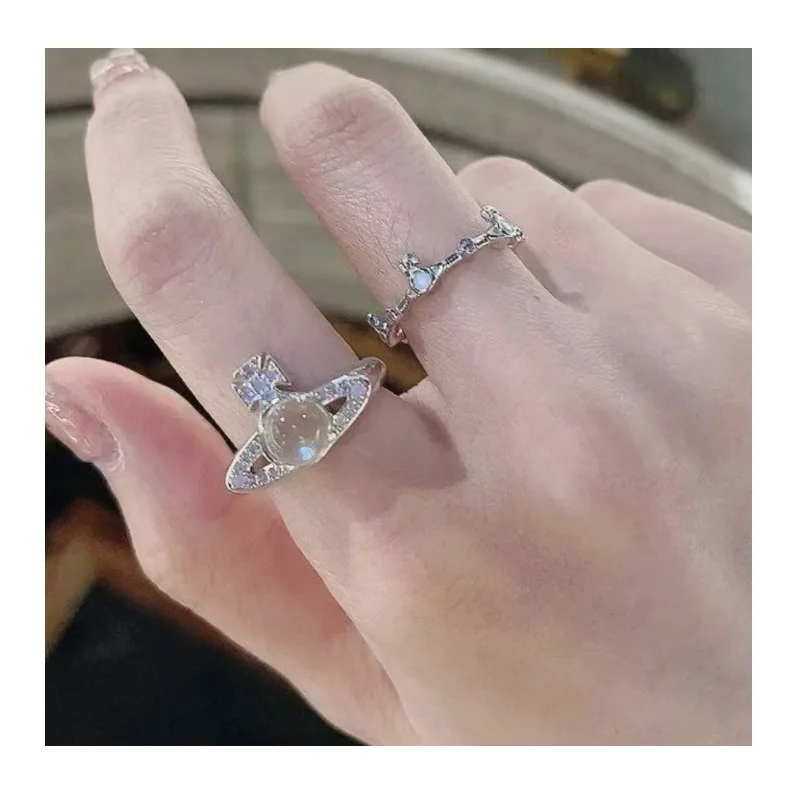 

Ring Interval Round Diamond Slub Saturn Ring Slub Saturn Diamond Ring Fashion Versatile Ring