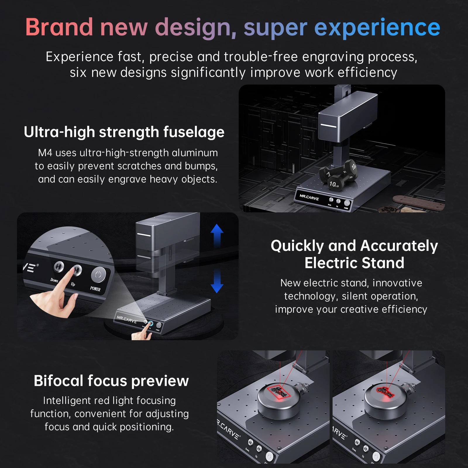 MR.CARVE M4 Double-optical All-material optical Fiber Marking Machine Portable Desktop Metal Engraving Machine