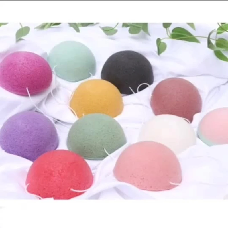 1Pc 繊維材料ラウンド洗顔角質除去剤洗顔クリーニングスポンジ洗顔パフこんにゃくクリーニングスポンジマルチカラー