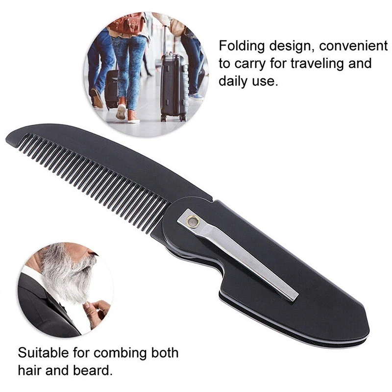 Beard Comb For Men Pocket Size Portable Folding Beard Comb Mini Plastic Moustache Combs Beard Styling Detangling Accessories