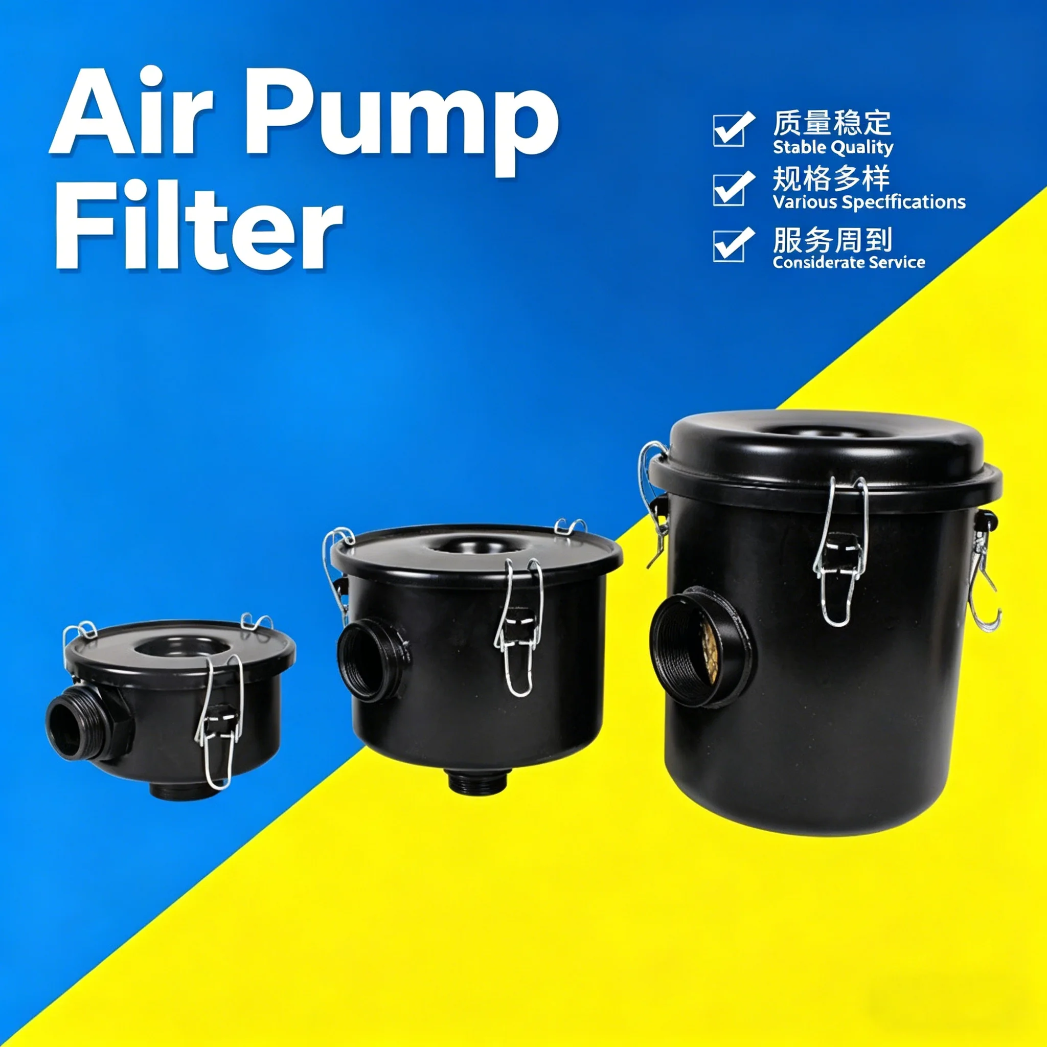 F002/F003/F004/F006/F007/F008 Elemento de filtro de polvo de admisión para bomba de vacío y soplador de aire con rosca de 1/2'', 3/8'' y 3/4''