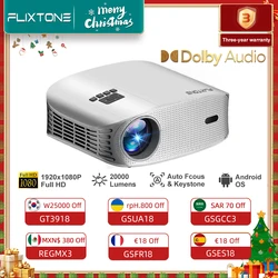 FlinxTone D8W Işın Projektörü 4K Video Taşınabilir Projektör Mini Otomatik Odaklama Akıllı Ev Full HD 1080P Ev Sineması Sinema Beamer