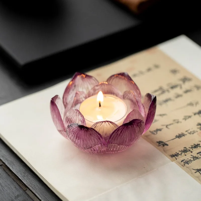 

Handmade Glazed Lotus Candle Holder Zen Light Luxury Atmosphere Candle Holders Home Decoration Ornament Birthday Gift
