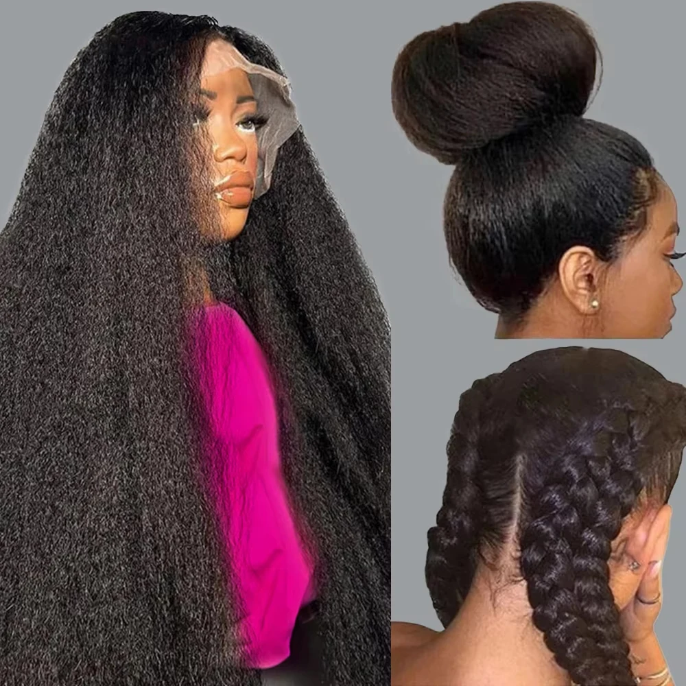 

Кудрявые прямые парики 200, плотность, кружевной фронтальный парик из натуральных волос для женщин, бразильский яки, прямые предварительно сорванные парики 13x4, кружевные передние парики