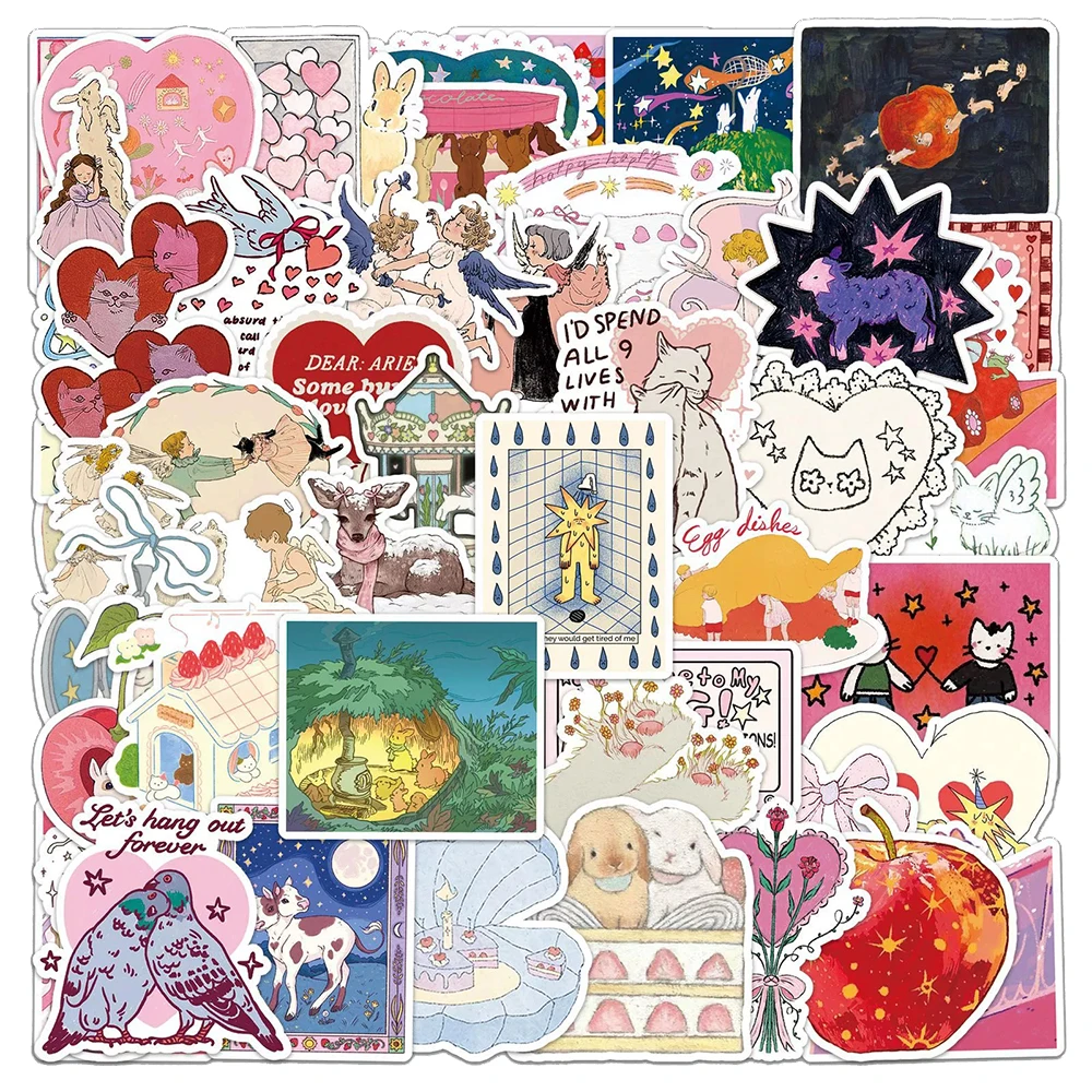 10/30/50PCS Cartoon Fairy Tale Stickers Aesthetic Cute Girls Heart Decoration Decals Waterproof DIY Phone Case Notebook Diary
