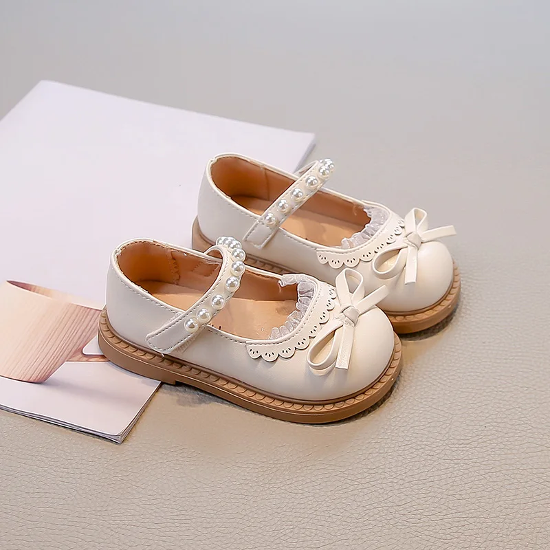

Princess Elegant Shoes Toddler Girls Soft Sole Mary Jane Dress Flats Child Wedding Party Shoes Kids Lace Edge Lolita Ballet Shoe