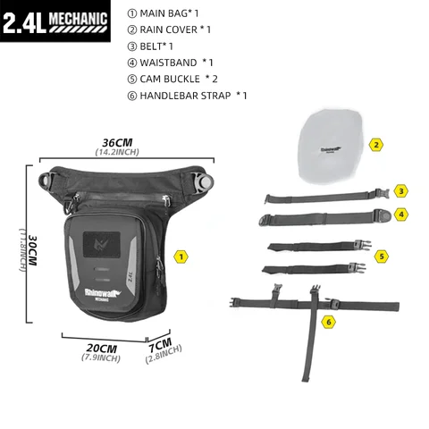 Мотоциклетная магнитная сумка на бак Rhinowalk 2.4 л, многофункциональная сумка на ногу с чехлом от дождя, карманом для телефона, аксессуары для мотоциклов