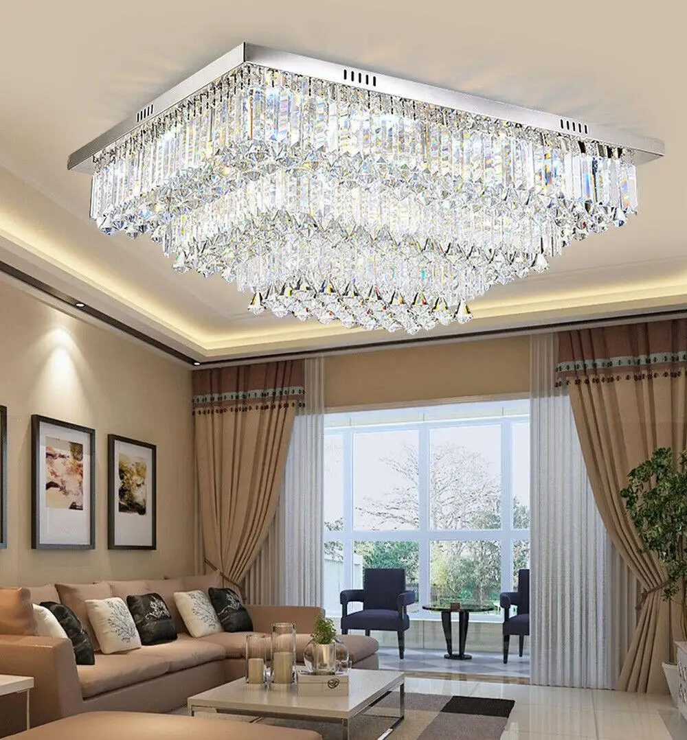 Modern Crystal Chandelier Stainless Steel LED Ceiling Lamp Pendant Light 3 Layer