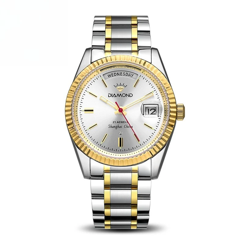 

Shanghai Diamond Brand Replica Automatic Mechanical Men's Watch Casual Business Anti-retro Double Calendar Watch Men's S305