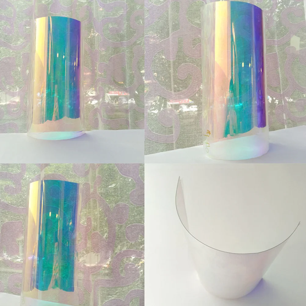 

4 Sheets A4 Transparent Glitter PVC Film for DIY Crafts Rainbow Pattern Fabric Handbags Hair Bows Phone Covers Bags