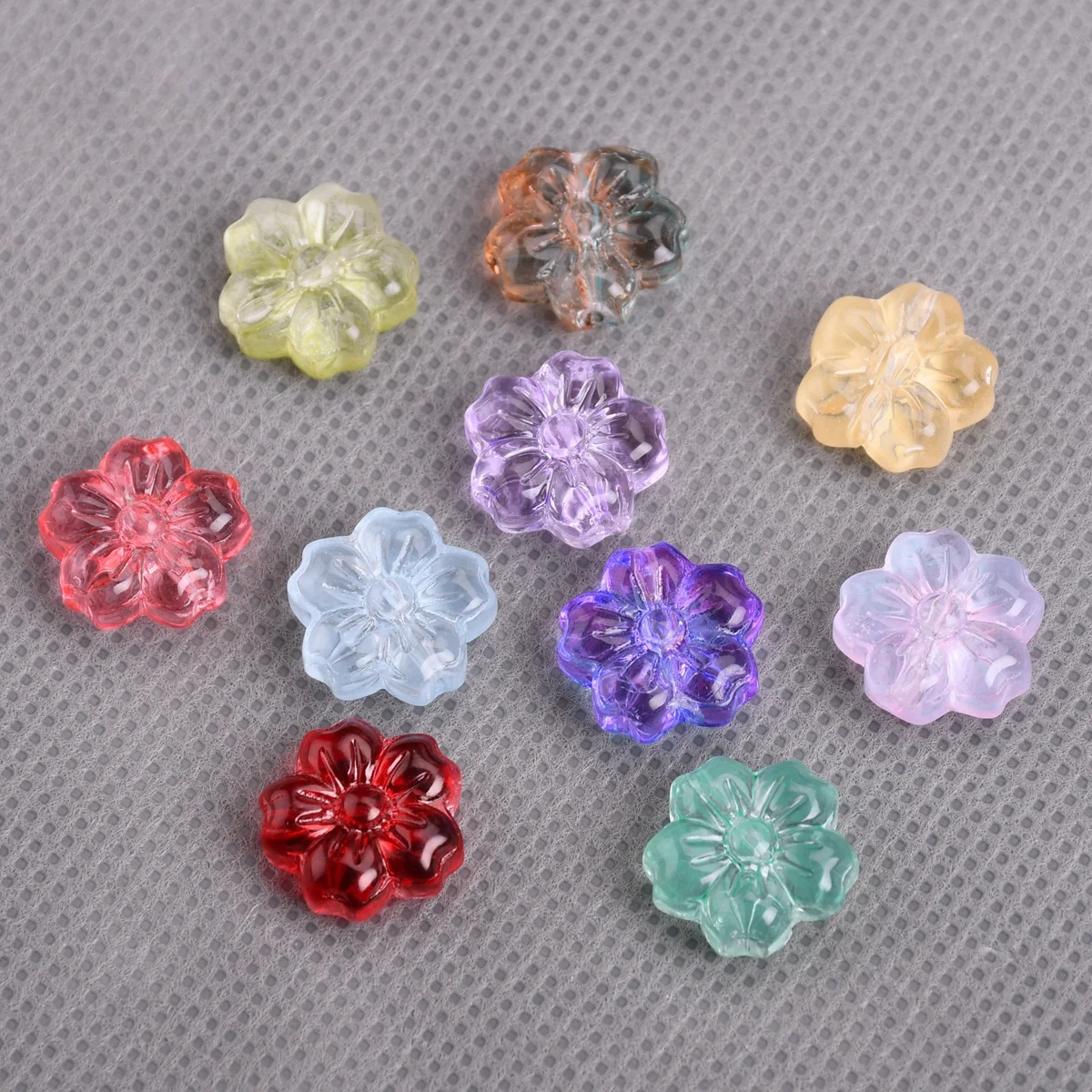 10pcs Flower Shape 14mm Handmade Embossment Lampwork Glass Loose Beads For Jewelry Making DIY Bracelet Crafts Findings