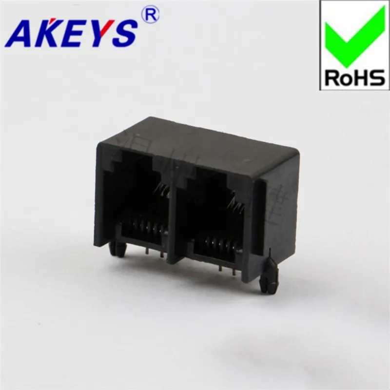 10PCS 5521-2 Connection-6P6C-Band-90 Degree-Black-RJ11RJ45 5224 Network Socket Horizontal Lateral Insertion